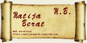 Matija Berat vizit kartica